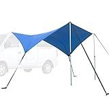 Ultrasport toldo para vehículos, apto para coches, furgonetas y autocaravanas, protege del sol y la lluvia, material duradero y robusto, ventosas y pinzas integradas, postes y correas, azul