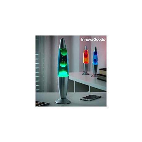 InnovaGoods® Lampara de Lava, Lámpara de Lava Relajante, Lamparas de mesita de noche, Funciona con una bombilla R39 de 25W, ideal para habitación, Salón, Sala de estar. (Color Rojo)