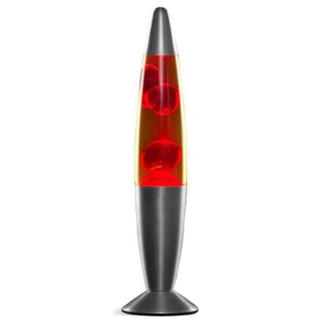 FlashPrix Lampara de Lava Roja, 34 cm de Altura, Base Gris