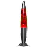 FlashPrix Lampara de Lava Roja, 34 cm de Altura, Base Gris