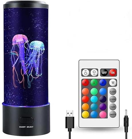 KTW1A3 Lámpara Medusas,Lámparas de lava de Acuario de LED Fantasía con Control Remoto de 16 Colores para Decoración Luz Regalo de cumpleaños de Navidad, Oficina en Casa Decoración