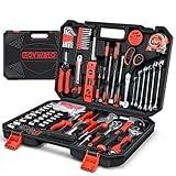 GoYwato Caja Herramientas Completa 287-Piezas - Juego Herramientas Completa Maletin Herramientas Caja Herramientas Portátil con Llave Ajustable Alicates de Bomba de Agua Pelacables Para Hogar o Garaje