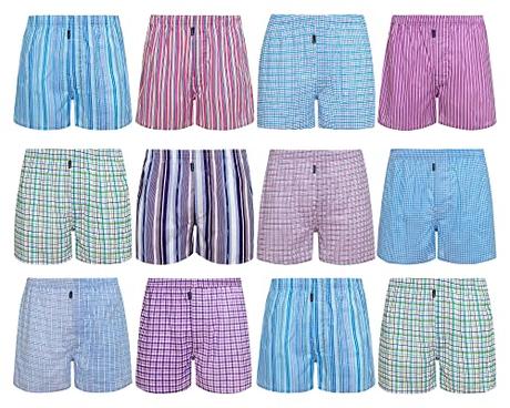 Calzoncillos Boxer de Tela Americanos 100% algodón Estampado de Rayas y Cuadros (Pack de 6, XL)