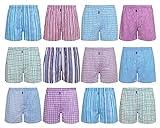 Calzoncillos Boxer de Tela Americanos 100% algodón Estampado de Rayas y Cuadros (Pack de 6, XL)