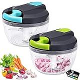 Chuner 2 Pcs Picadora Manual- 520 ml Cortador Cebolla Picador con Sistema de Asistencia Cortadora de Cebolla de Cocina para Cebolla & Ajo