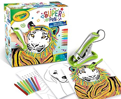 CRAYOLA- Super Pen Tigre derretir Las Ceras de Cera y Crear diseños en Relieve, Activo Creativo y Regalo para niños, Edad 8+, Color Plata/Verde (25-0395)