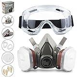 RHINO Smart Solutions - Cubierta Facial (Semi-Cara) Antipolvo Reutilizable con Gafas, Guantes, 6 Filtros de Protección de Partículas para Pintura Industria Gas Carpintería Bricolaje Barnizado Vapor
