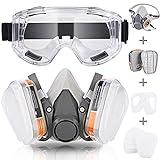 Faburo - Máscara respiradora para proteger del polvo, el gas, la pintura, los vapores orgánicos y los productos químicos, con filtro y gafas de seguridad