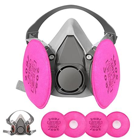 ZXICH Máscara de media cara reutilizable contra polvo, partículas, polen, pintura con plomo, ampliamente utilizada en pintura, decoración, carpintería, soldadura, corte de metales