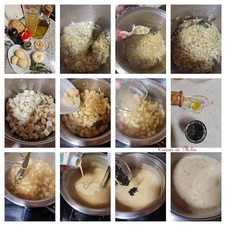 Sopa de apio nabo, avellanas y crema de trufa