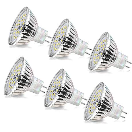 wowatt 6W Bombillas LED GU5.3 Blanco Frio 6000K Bombilla MR16 LED 12V Equivalente a 40W Halógena Luz GU 5.3 Ojo de Buey 480lm Ángulo de Haz de 120° No Regulable Sin Parpadeo 6 Piezas