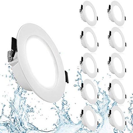 Gr4tec 10 x 7W Focos Empotrable Led Techo IP44, Ojos de Buey de Led Blanco Natural 4000K, Ultradelgado 35 MM, Diámetro del Agujero φ85 mm, AC85-265V 550LM, Downlight Led Para Baño