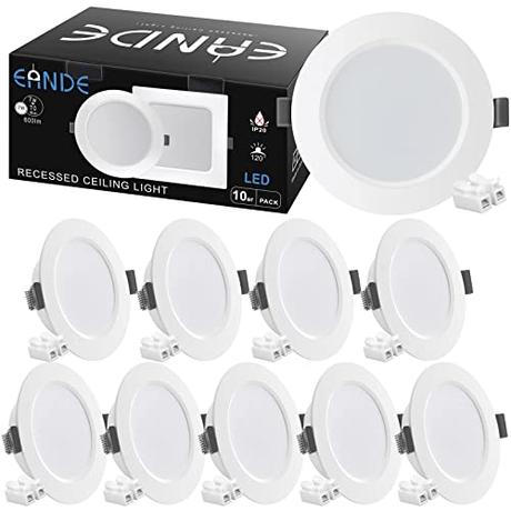Eande 10X Downlight Techo 7W 118mm Foco Empotrable LED Blanco Neutro 4000K Ojo de Buey LED Extraplano Redondo Equivalente a Halógena 70W 600LM 220V, para Interior Cocina Salón Dormitorio Pasillo
