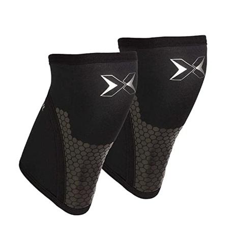 PICSIL Rodillera Neopreno Cross Training Hex Tech, 5/7mm, 2 Rodilleras Para Powerlifting y Halterofilia, Soporte Adicional en Áreas Afectadas por Peso Muerto, Sentadillas, Unisex (L, Negro 7mm)