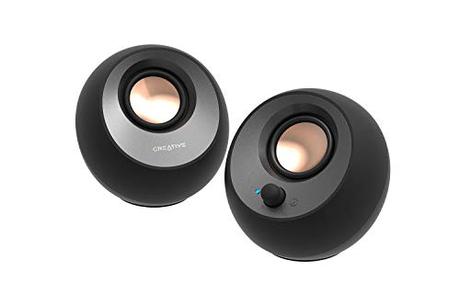 CREATIVE Altavoces Minimalistas Pebble V3 2.0 USB-C con Audio USB, Mejora con Clear Dialog, Bluetooth 5.0, 8 W de RMS con 16 W de Pico máximo de Potencia, conversor USB-A Incluido (Negro)