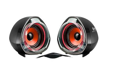 Woxter Big Bass 70 Red - Altavoces para PC, Mando de Control de Volumen, Gaming, 15W de Potencia, Conexiones 3,5mm y USB. Ideal para PC/Smartphones y videoconsolas, Color Negro-Rojo