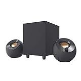 Altavoces de ordenador Creative Pebble Plus 2.1 potenciados por USB con Subwoofer con salida inferior y Controladores de largo alcance, potencia total de hasta 8 W RMS para ordenadores (Negro)