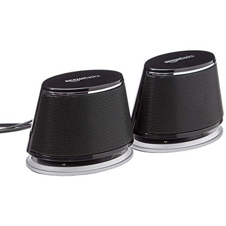 Amazon Basics - Altavoces para ordenador alimentados por USB con sonido dinámico , negros, juego de 1