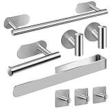 AIKER Toallero de Baño,8PCS Juego de Toalleros de Baño Sin Taladro ,Acero Inoxidable 304 de Calidad Espesada Accesorios Baño para Mueble Baño o Colgador Pared Decoracion baño …