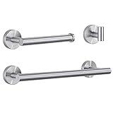 Hoomtaook Toalleros de Baño Toalleros Baño Acero Inoxidable Juego de Accesorios de Baño 4 en 1 Soporte de Gratis Papel Higiénico Instalación de Punzón de Superficie Acabado Cepillado Plata