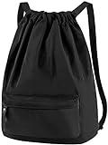 Comius Sharp Bolsas de Cuerdas para el Gimnasio, Bolsa Lona Mochilas Casual para PC Viaje Libros Acampada Estudiantes Escuela Mochila Cuerda para Chico Chica Hombre Mujer (Black)