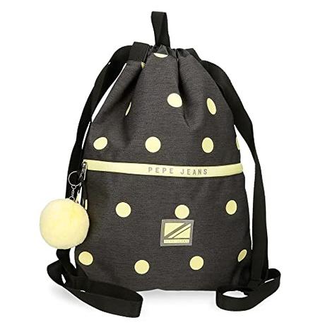 Pepe Jeans Leire Mochila Saco Con Cremallera Negro 35x46 cms Poliéster