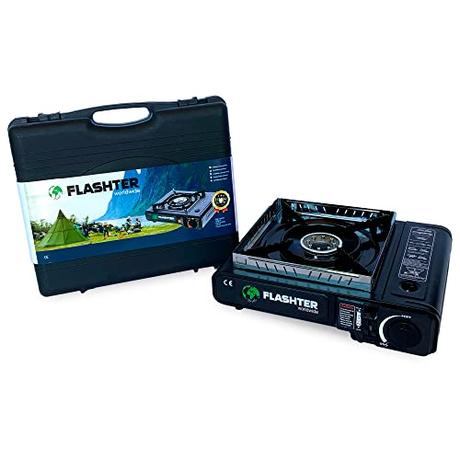 FLASHTER COCINA| CAMPING GAS| HORNILLO PORTATIL| BLACK| DE BUTANO | MALETIN | MANDO REGULADOR | BOMBONA | ACAMPADA