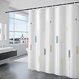 GRICOL Cortina de Ducha Cortina de Baño Poliéster Impermeable Cortina Bañera con 12 Ganchos para Ducha y Baño 180x200CM Blanco