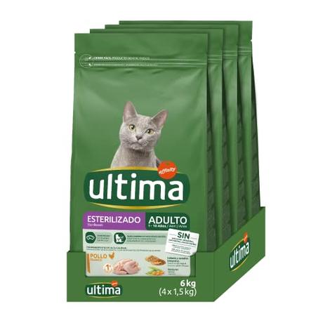 Ultima Esterilizado Adult Pollo, Comida seca para gatos, Pack de 4 x 1,5kg, Total 6kg