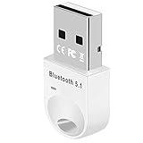 zoerbufan Adaptador USB Bluetooth 5.1, Bluetooth USB Dongle Compatible con Windows 7/8.1/10/11, Bluetooth Transmisor y Receptor para Computadora Portátil Impresora Auricular Ratón (Blanco)