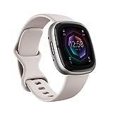 Fitbit Sense 2,Lunar White/Platinum Smartwatch, GPS, Unisex-Adult, One Size