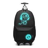 Kono Anime Cartoon Luminous música Boy Backpack Escuela Estudiante Mochila de Moda, Mochila Escolar Unisex Bookbag Maleta De Viaje Trolley Ordenador Mochila (Negro)