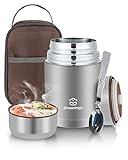Dreamhigh® Termo para Comida 800 ml, Recipiente Térmico para Comida, Frasco Acero Inoxidable Contenedor Térmico con Bolsa Aislada e Cuchara Plegable, para Adultos Niños-Sin BPA