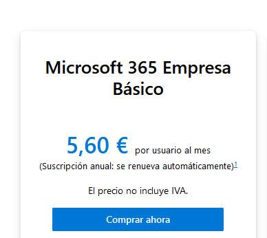 Acceso a archivos para clientes en la Nube sin costos excesivos Precio por usuario la mes Microsoft 365