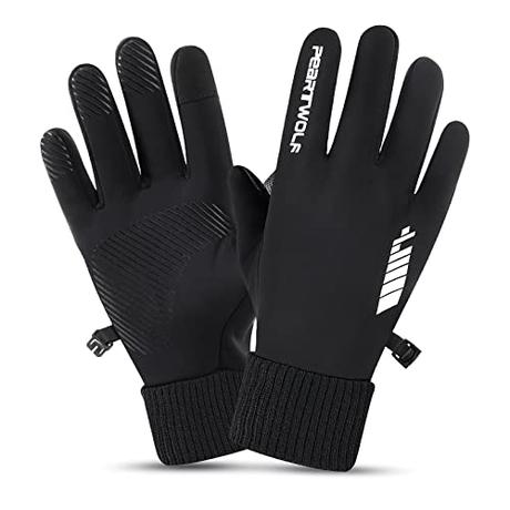 AYPOW Guantes de Invierno para Correr, Impermeables Pantalla Táctil a Prueba de Viento Guantes, Guantes de Ciclismo Antideslizantes Hombre Mujeres, Guantes de Deportes de Invierno a Prueba de Viento