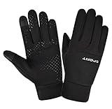 SOLO ACTFIT Guantes Cálidos de Invierno Impermeables Guantes de Ciclismo Pantalla Táctil a Prueba de Viento Antideslizantes Guantes para Ciclismo Correr Esquiar Escalar Hombres y Mujeres (M, Negro)