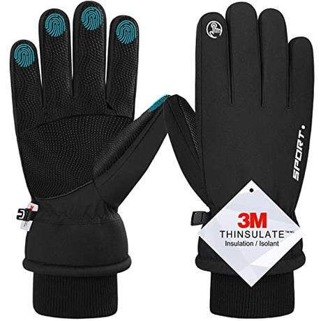 Guantes de Invierno, Impermeable Guantes Invierno Ciclismo Hombre Mujer, Guantes de Pantalla Táctil Antideslizantes Esquí Deporte Guantes Para Invierno Bicicleta Correr al Aire Libre Guantes Caliente