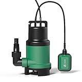 VOUNOT Bomba Sumergible, Bombas Aguas Sucias, 750W, Máx Caudal 14000 l/h, 7M de Inmersión, 7.5M de Altura de Entrega, Máx Gránulo 25 mm, con Interruptor de Flotador