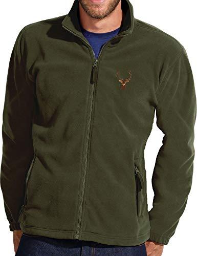 Chaqueta de forro polar: Ciervo - Regalo para cazador - Chaqueta para cazadora - Ropa de caza - Cazadoras hombre - Caza - Trabajo - Bosque - Animal - Fleece Jacket Outdoor - Hunter (M)