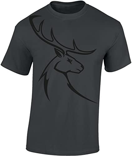 Jäger Camiseta para hombre: Hirschbock - Regalo para cazadores - Camiseta de caza para hombre - Ropa cazadora Accesorios de caza, Gris oscuro – Ciervo (sin texto), XXXXL