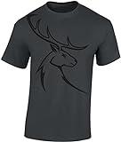 Jäger Camiseta para hombre: Hirschbock - Regalo para cazadores - Camiseta de caza para hombre - Ropa cazadora Accesorios de caza, Gris oscuro – Ciervo (sin texto), XXXXL