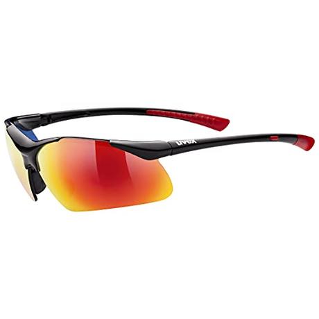 uvex sportstyle 223, gafas deportivas unisex, de espejo, comodidad sin presión y sujeción perfecta, black/red, one size