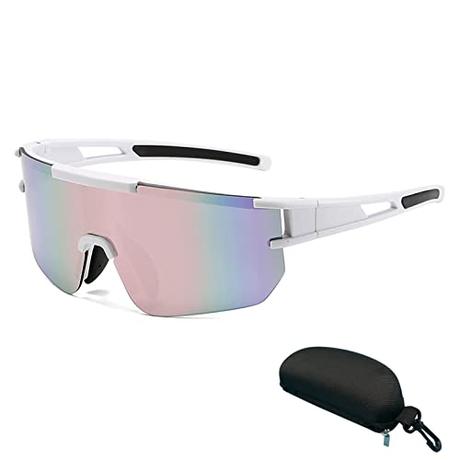 ZUMLLOMA Gafas De Ciclismo, Gafas Running Hombre Mujer, Uv400 100% Protección Uv Protección, Gafas de Sol Deportivas, para Andar en Bicicleta, Correr, Escalar, Camping (Blanco)
