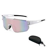 ZUMLLOMA Gafas De Ciclismo, Gafas Running Hombre Mujer, Uv400 100% Protección Uv Protección, Gafas de Sol Deportivas, para Andar en Bicicleta, Correr, Escalar, Camping (Blanco)