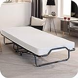 Beautissu Cama Plegable de Invitados Venetia - 90x200 cm - Estable Armadura de Metal - con somier y Funda Protectora