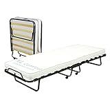 Cortassa - Cama plegable XL Comfort - Colchón de poliuretano de 10 cm de alto - Somier individual de listones de madera de 90 x 200 cm - Cama ahorra espacio con ruedas