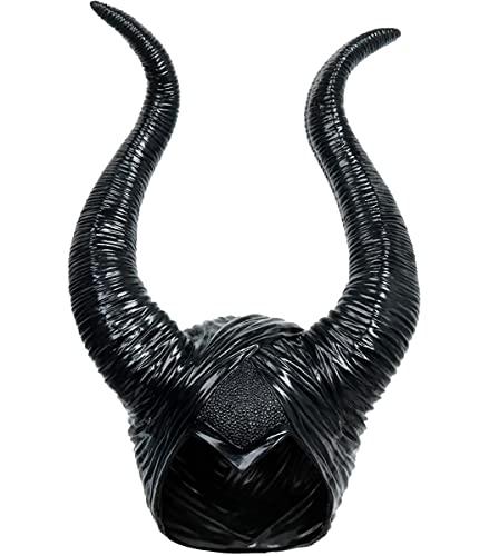 Disfraz Malefica Mujer Halloween, Gorro Malefica Adulto Latex de Cuernos Negros, Diadema de Hada Malvada Devil Reina Demonio para Disfraces de Halloween y Carnaval