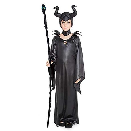 Disfraz Bruja Maléfica Niña (Talla infantil desde 3 a 12 años) 【Talla 7-9 años】| Traje Cosplay Hada Bruja Fantasía para Fiestas Carnaval Halloween Cumpleaños