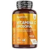 Vitamina C Liposomal 1000mg 180 Cápsulas Con Rosa Mosqueta - Suministro 3 Meses de Vitamina C Pura, Contribuye al Funcionamiento Normal del Sistema Inmunológico, Vegano