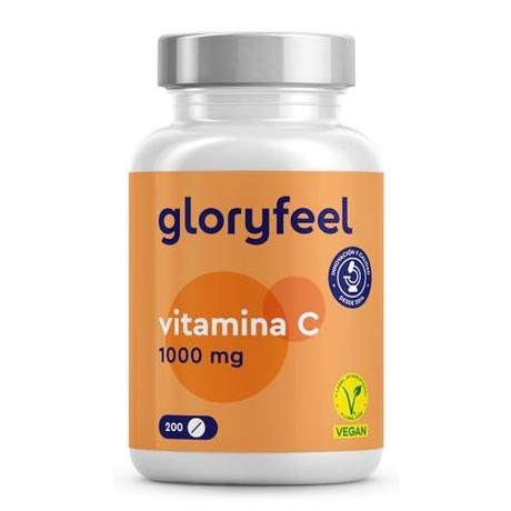 gloryfeel® Vitamina C 1000 mg - Suministro para 7 Meses - Solo 1 Tableta al Día - Vitamina C Pura - Para el sistema inmunológico - Reduce el cansancio y la fatiga - Sin aditivos